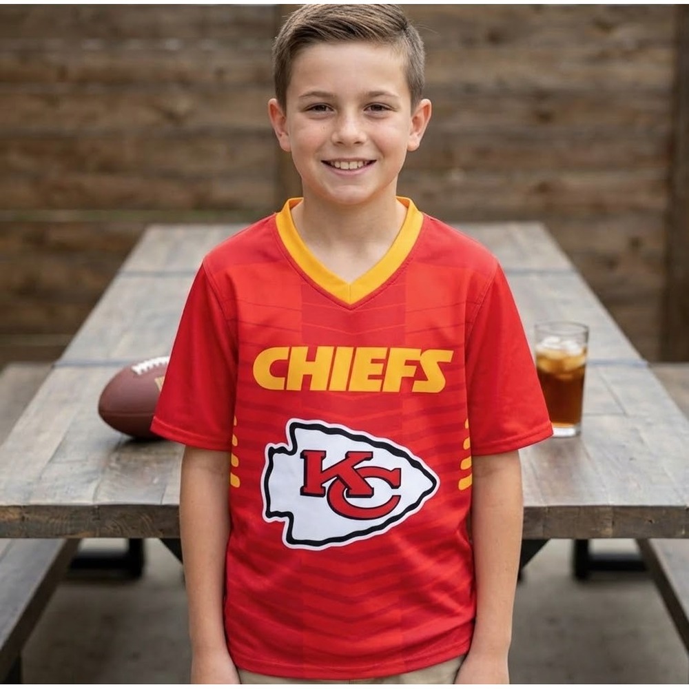 NFL FLAG Kansas City Chiefs Jersey Youth Medium Red Yellow Football Shirt Kids
